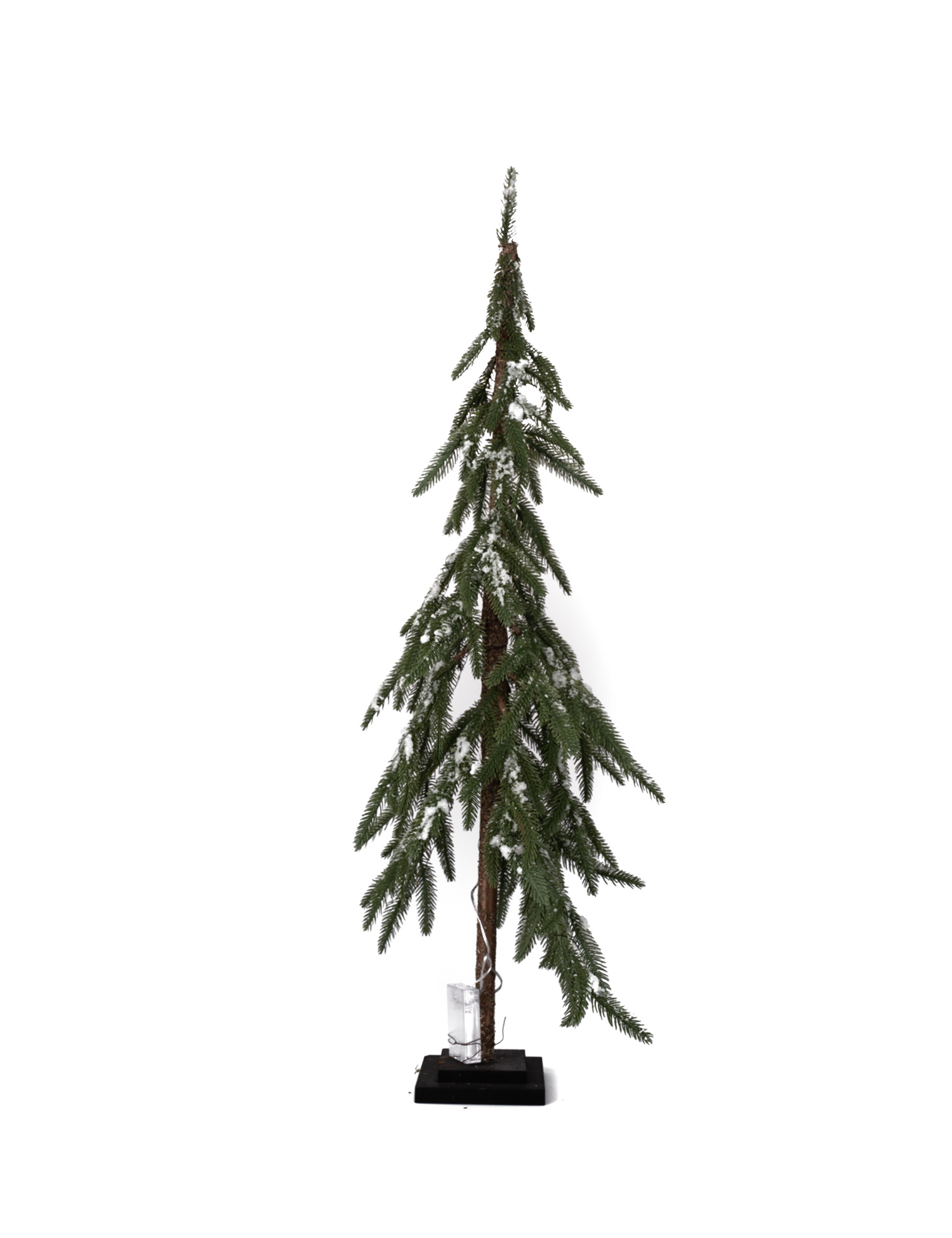 Kunstigt grantræ med LED lys og beklædt med kunstig sne H100 cm ...